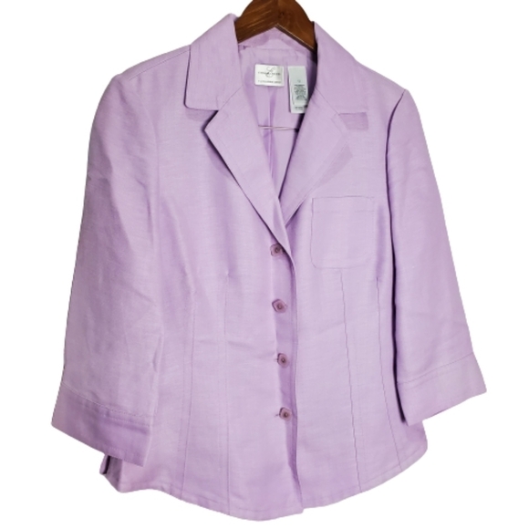 Emma James Linen Blend Pastel Purple Button Down Collar Blouse Size 12 - Picture 1 of 9